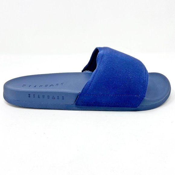 STNDRD Standard Los Angeles Monaco Suede Navy Blue Mens Slide Sandals - Picture 2 of 5